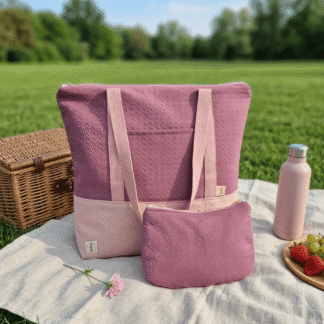 Conjunto Maxi Bolso Rose + Neceser Nenúfar en Loneta OEKO-TEX