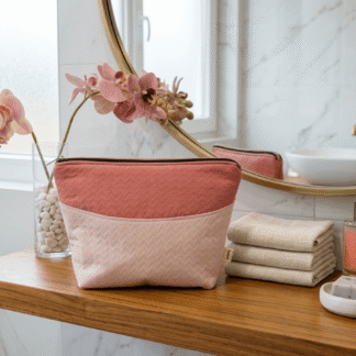 Neceser Grande Decorado Modelo Rose Pastel – Loneta OEKO-TEX Tonos Pastel Semirrígido