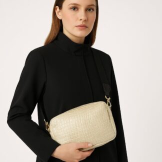 Bolso Rectangular Artesanal Polipiel Modelo Abril – Asa Regulable con Mosquetones, Cremallera y Forro Popelín