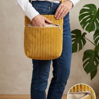 Bolso de Pana Velour Mostaza Hecho a Mano con Asas Regulables
