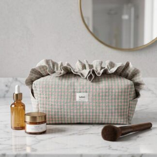 Neceser artesanal de vichy tonos pastel