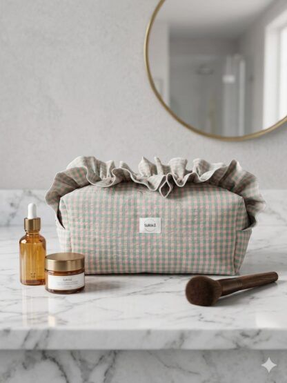 Neceser artesanal de vichy tonos pastel
