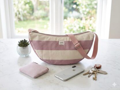 Bolso a rayas rosas y color vainilla